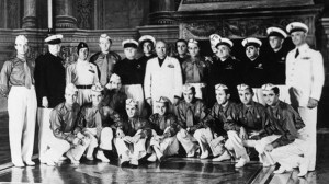Mussolini con i campioni del mondo del 1938